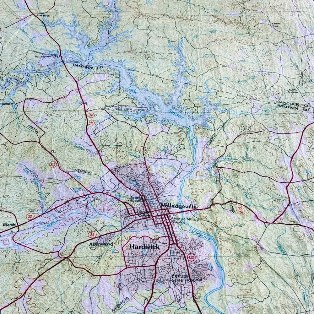 NEW without TAGS Plush Lake Sinclair, Georgia Topo Map Blanket